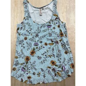 DOLAN Anthropologie Coast Collection Tank Blues Floral Stripes Sm 100% Rayon